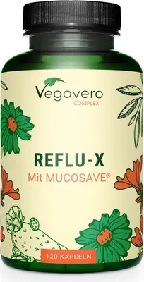 Produktbild von Vegavero Reflu-X | 120 Kapseln | mit Mucosave, Natriumalginat, Malve & Kamille | vegan