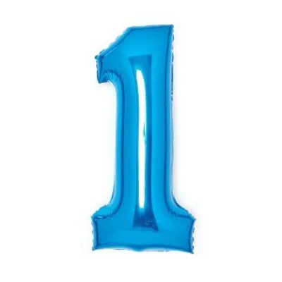 Productafbeelding van AMSCAN 9914051 Folieballon XL, cijfer 1 - 63 cm, blauw