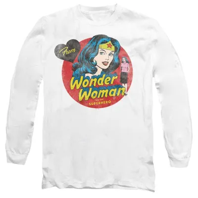 Imagen del producto de Camiseta Wonder Woman, uni, para hombre/mujer, ideal para el Día de la Madre, manga larga, modelo TV41645 (talla L), color blanco