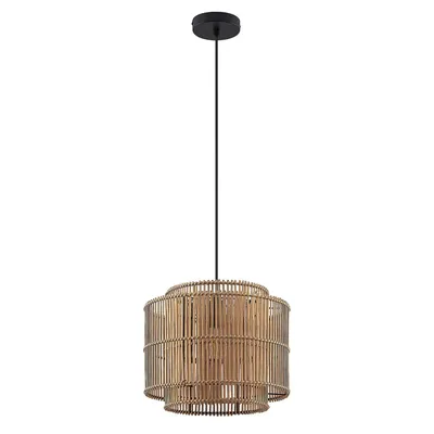 Produktbild von Lindby Pendelleuchte Bridga, Ø 35 cm, schwarz, Bambus