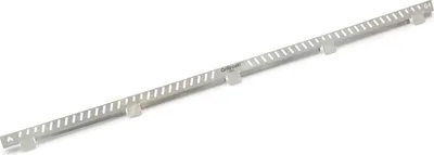 A silver metal wind deflector with small slits and several mounting brackets is shown against a white background.