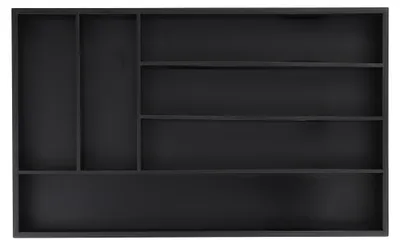 Obrázok produktu pre Relaxdays Organizér na príbory do zásuviek, 6 priehradiek, rozmery: 5 x 46 x 28 cm, vložka do zásuvky, bambusový organizér na príbory, čierny
