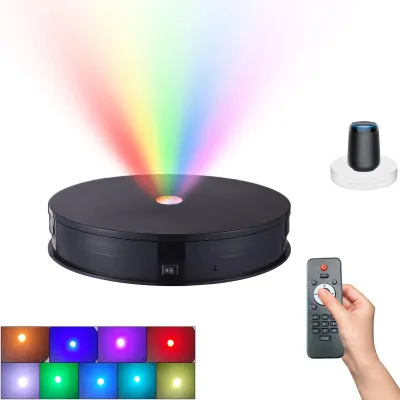 Produktbild von 25 cm/ 10 Zoll motorisierter rotierender Präsentationsständer mit RGB-Licht 360° elektrischer Potographie-Drehteller für Produkte Live-Videoshow 10 kg