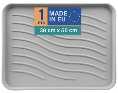 Produktbild von Schuhabtropfschale 50x38x2,5cm Hellgrau 1er-Pack, Schuhwanne mit hohem Rand, wasserdicht, robuste Abtropfmatte für Schuhe, Schutz vor Schmutz & Nässe