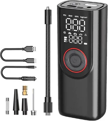 Produktbild von Tragbarer Luftkompressor Mini Reifenpumpe-Elektrische Luftpumpe  Akku Luftpumpe Kompressor mit Digitale LCD Bildschirm Pressure Gauge Mini Fahrradpumpe Elektrisch fš¹r Aut