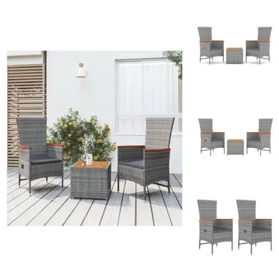 Image de vidaXL Ensemble salon de jardin 3 pièces gris en polyrotin et bois d'acacia massif - Ensembles de meubles de jardin