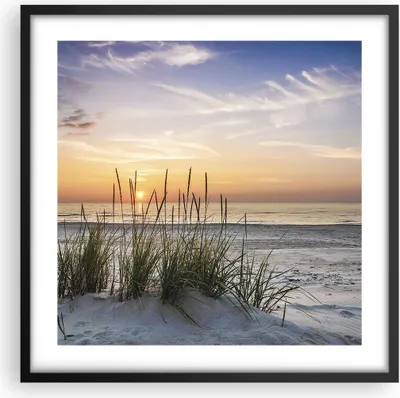 Produktbild von Gerahmtes Poster - Schwarzer Rahmen - Westen Sonne Strand - 50x50 cm - Wand Bild - Wanddeko - Wandbilder - Kunstposter - Wandposter - Bilderrahmen - Bilder - Kunstdruck - Wandbild - P2BAC50x50-4201