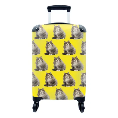 Produktbild von MuchoWow® Koffer Handgepäck Trolley Rollkoffer Kleine Reisekoffer mit 4 Rollen - Haustiere - Gelb - Muster - Cabin Size < 55x40x23 cm & 55x40x20 cm - Fotokoffer - Kabinenkoffer - Boardgepäck - Reise-Box - Reisekoffer - Reisegepäck - Koffer mit Bild - Trolley für Kinder