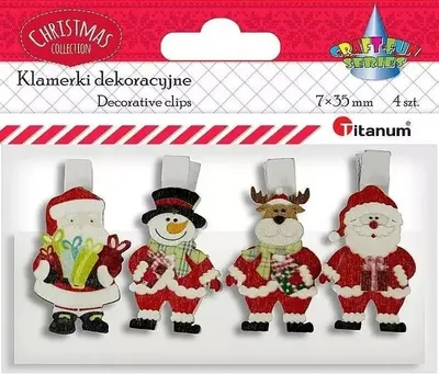 Image de Pinces à linge en bois décorées, lot de 4 - Titanum