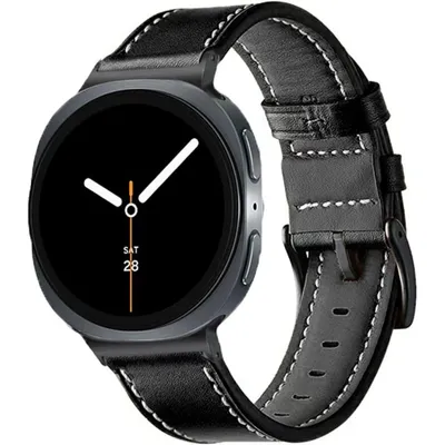 Produktbild von FFO2World Lederarmband für Samsung Galaxy Watch 8 (40/44 mm) & 8 Classic (46 mm) – Echtes Leder, stilvoll & robust – Schwarz