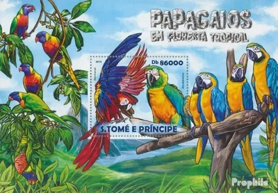 Produktbild von Briefmarken Sao Tome e Principe 2015 Mi Block 1083 (kompl. Ausgabe) postfrisch Regenwaldpapageien