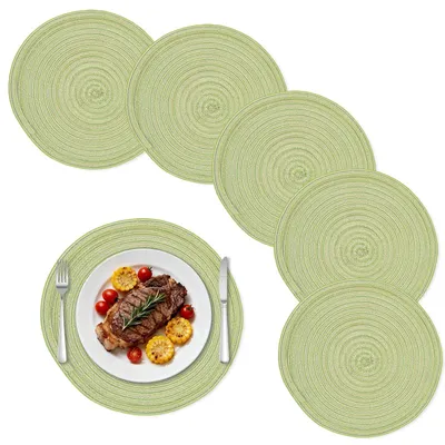 Immagine prodotto di Solidchoice - Set di 6 sottopiatti rotondi in tessuto, diametro 30 cm, resistenti a macchie e calore