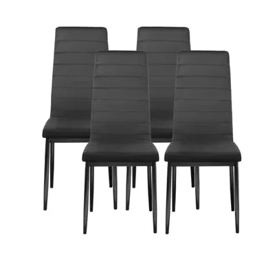 Produktbild von FURNIFY® 4er Set Esszimmerstuhl HYGGE | Komfortabler Veloursstuhl für Küche & Esszimmer | Schwarz