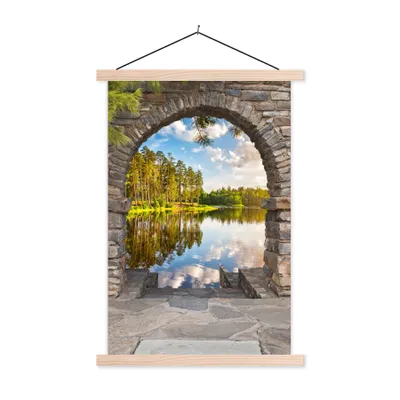 Produktbild von MuchoWow® Textilposter Landschaft - Ausblick - Wasser 40x60 cm mit holzfarbenen Rahmen - Poster