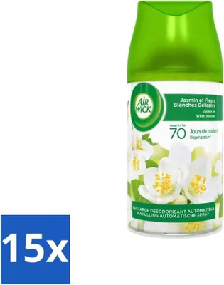 Obrázok produktu pre Air Wick Freshmatic – osviežovač vzduchu – automatický sprejový náplň – jazmín a biele kvety – 250 ml – výhodné balenie – 15 kusov