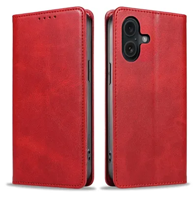 Produktbild von Handyhülle für Apple iPhone 16 Plus Kunstleder Flip Cover Hülle Klapphülle Case Kartenfach Farbe: Rot