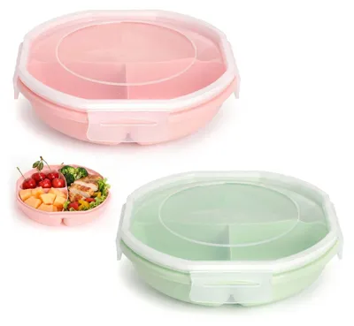 Imagen del producto de Recipientes para microondas con tapa y 3 compartimentos