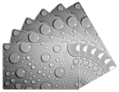 Produktbild von Wallario Frühstücksbrettchen 6er Set aus Glas, je 14 x 23 cm, mit rutschfesten Füßen, Motiv Wassertropfen in schwarz weiß