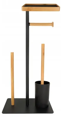 Produktbild von AWD Interior Stand-WC-Garnitur mit Papierhalter, Regal, Bambus, Schwarz