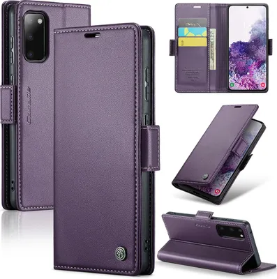 Produktbild von Galaxy S20 Hülle, Leder Brieftasche Kartenfach Schutzhülle mit Standfunktion für Samsung Galaxy S20 Lila