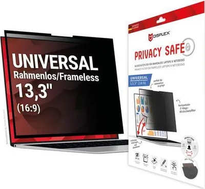 Immagine prodotto di Displex PRIVACY SAFE filtro privacy rimovibile a 2 vie per Laptop/ Notebook (senza cornice) 13,3'' (16:9)