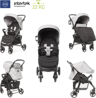 Obrázek produktu pro 4BABY RAPID kočárek, lehký, velká kola, 5bodový bezpečnostní pás, sportovní kočárek s možností ležení, až do 22 kg, Melange Světle šedá