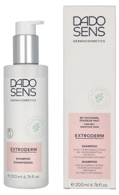 Produktbild von DADO SENS ExtroDerm Shampoo, 200 ml, Shampoo, Unisex, Alle Haare, Anti-Juckreiz, Feuchtigkeitsspendend, Glanz, Beruhigend, Verstärkung, Pumpenflasche