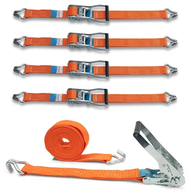 Produktbild von 4er Set Spanngurt mit Stabiler Ratsche und Profilhaken, DoZurr 5000, belastbar b