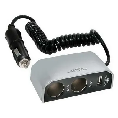 Productafbeelding van CARPONIT Dubbele sigarettenstekker met USB-aansluiting - 8Ah, 12V - Grijs