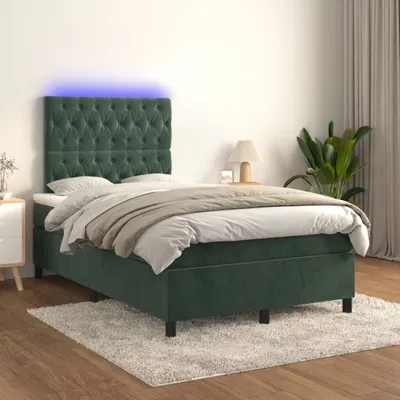 Produktbild von The Living Store Boxspringbett mit Matratze & LED Dunkelgrün 120x200 cm Samt