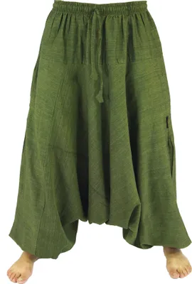 Produktbild von Haremshose Pluderhose Pumphose Aladinhose aus Baumwolle - Grün, Damen, Hosen