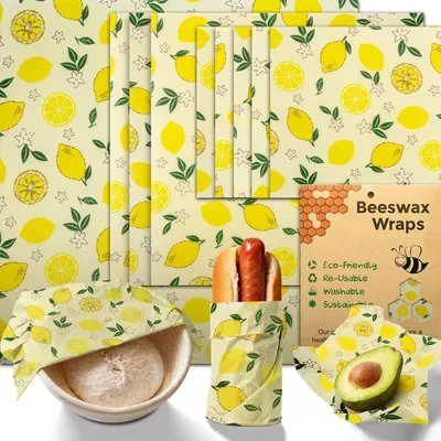 Produktbild von Omgoods – Set mit 9 Bienenwachstücher für die Lebensmittelaufbewahrung und -verpackung