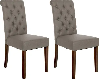 Produktbild von CLP 2er Set Esszimmerstühle Lisburn Mit Lehne im Chesterfield Design taupe Material Stoff