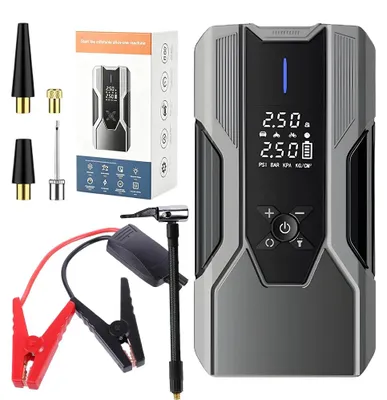 Immagine prodotto di Compressore portatile per pneumatici di auto - 12 V - Senza batteria - Compressore d'aria integrato - 5 modalità preimpostate - Adatto per auto, moto, SUV, camper e imbarcazioni