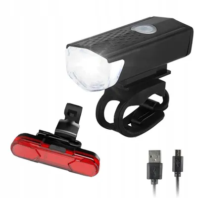 Zdjęcie produktu dla LAMPKA LED Rowerowa ZESTAW PRZÓD TYŁ Przednia USB