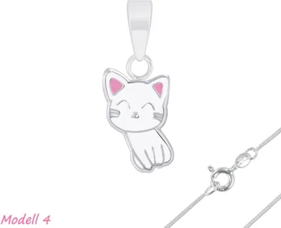 Produktbild von Katze Kette Silber 925: Kinderschmuck Anhänger Modell 4 mit Kette