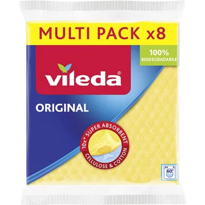 Immagine prodotto di Panno spugna Vileda ad alto potere assorbente, colori: blu, rosa, giallo, 8 pezzi (confezione da 1)
