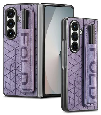 Obrázok produktu pre Puzdro na telefón, držiak na pero, remienok na zápästie pre Samsung Galaxy Z Fold8 Ultra 5G, farba: fialová