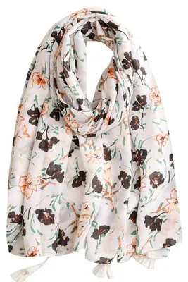 Image de Écharpe en coton pour femmes, avec franges