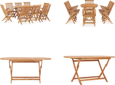 Produktbild von vidaXL 9 tlg. Garten Essgruppe Klappbar Massivholz Teak - Gartenmöbel-Set - Gartenmöbel-Sets - Gartentisch Und Stühle - Gartentische Und Stühle