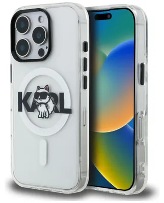Immagine prodotto di Custodia Karl Lagerfeld IML Choupette, con logo, compatibile con iPhone 16 Pro Max, trasparente