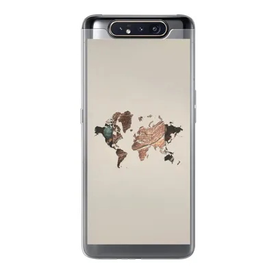 Produktbild von MuchoWow® Handyhülle Schutzhülle Hülle für Samsung Galaxy A80 Weltkarte - Holz - Braun Silikon Softcase Handy Hülle - Schutzdeckel
