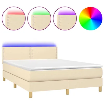 Produktbild von vidaXL Boxspringbett mit Matratze & LED Creme 140x200 cm Stoff