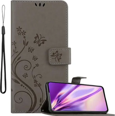 Produktbild von Cadorabo Hülle für Samsung Galaxy A60 / M40 Schutz Hülle in Grau Schutzhülle Handy Hülle Etui Case Blumen Flower