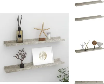Immagine prodotto di vidaXL Mensole da parete 2 pz. Grigio cemento 60x9x3 cm - Mensole a muro