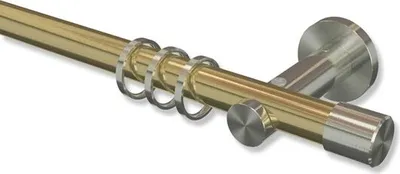 Produktbild von Interdeco Gardinenstange, Vorhangstange Messing-Optik / Edelstahl-Optik Modell Platon Santo, 20 mm Ø 1-läufig, 160 cm