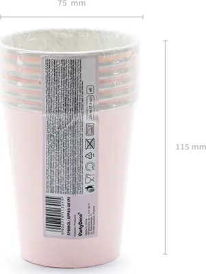 Zdjęcie produktu dla Kubek papierowy Happy B'day! różowy zestaw 6 kubków o pojemności 220 ml