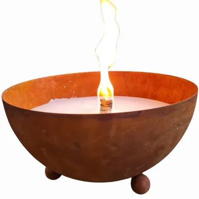 Produktbild von Schwabenfire Outdoorkerze mit Dauerdocht in Edelrost Metallschale kerzen deko