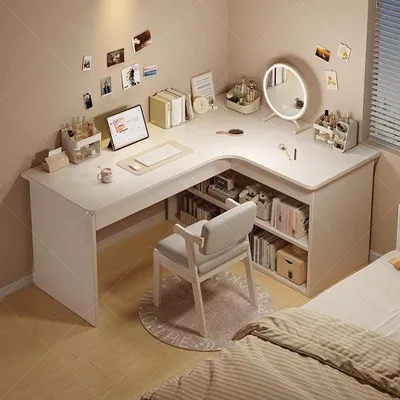 Produktbild von STUNQ® Computertisch, Schreibtisch für Zuhause, Schlafzimmer, Bücherregal, integrierter Schreibtisch für Studenten zum Lernen und