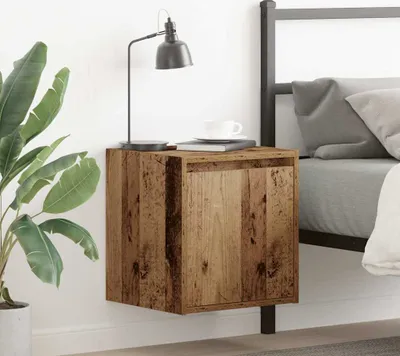 Zdjęcie produktu dla Maison Exclusive – szafka nocna naścienna imitująca stare drewno 38 x 34 x 40 cm